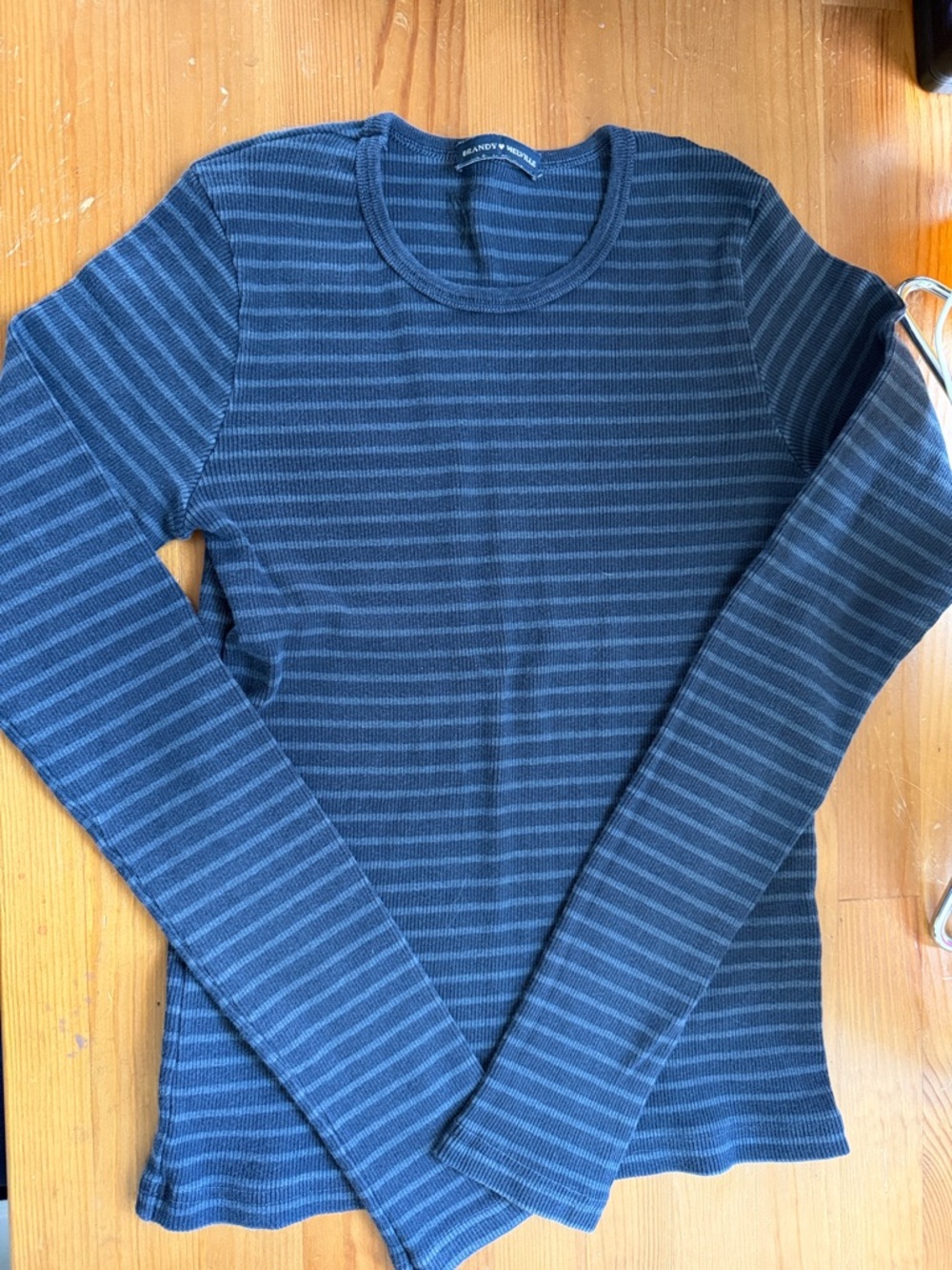 Brandy Melville Blue Striped Long-Sleeve Tee